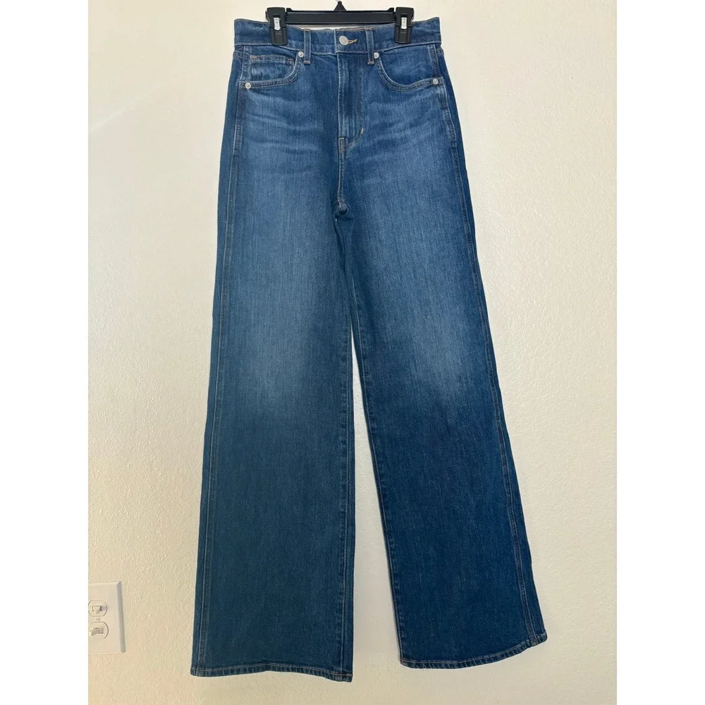 Veronica Beard Taylor High Rise Relaxed Wide Leg Jeans Blue 25